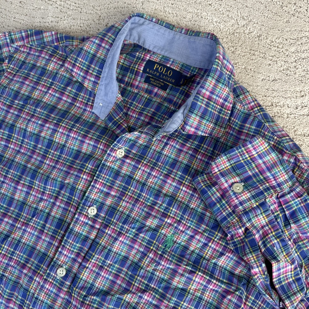 Men's Polo Ralph Lauren Large Long Sleeve Button Plaid Shirt